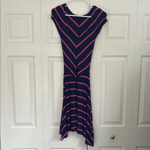 Felicity & Coco Blue Pink Fit and Flare V-neck Dress